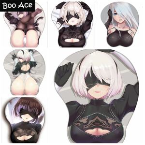Pads NieR:Automata 2B Gaming 3D Mouse Pad with Silicone GEL Wrist Rest Size 26*22cm