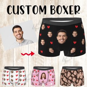 Män presentanpassade ansiktsboxare Valentines Day Present Personlig PO Underkläder Design Birthday Boxer Briefs för pojkvän Make 240229