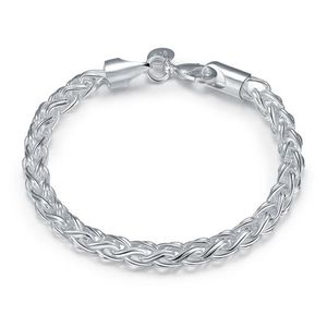 Torsional armband sterling silverpläterat armband; Nya ankomst Fashion Men and Women 925 Silver Armband SPB070203I