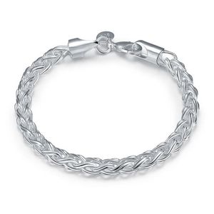 Pulseira torcional banhada a prata;Novidade moda masculina e feminina pulseira de prata 925 SPB070203I