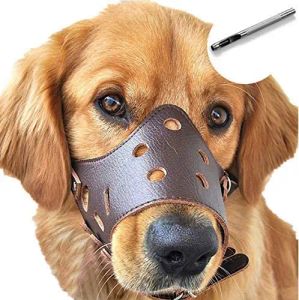 Abschreckende Hundemaulkörbe aus Leder, bequem, sicher, Antibell-Maulkörbe, atmungsaktiv und verstellbar, ermöglichen das Trinken und Essen bei Verwendung mit Halsbändern