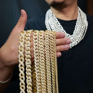 Custom 925 Sterling Silver Gold revestido de gelo de Diamond Moissanite Hiphop Chain Chain Chain de Link para rapper