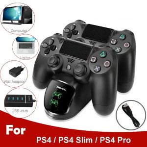 Şarj Cihazları, Sony PS4 PlayStation Play Station PS 4 Pro Slim Game Taşınabilir Kontrol Denetleyicisi Gamepad için taban Pil Şarj Cihazı Dock