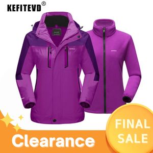 Kefitevd Winter 2 i 1 jackor Womens Ski Snow Jackets Women Outdoor Warm Raincoats Thermal Snowboard Jacket Windbreaker Coat 240301