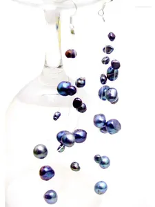 Orecchini a lobo Qingmos 4-7mm BAROCCO Orecchino di perla nera d'acqua dolce naturale per le donne con gioielli Starriness ciondola 4.5 