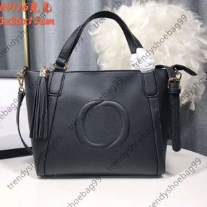 Borse tote grandi Borsa con nappe di alta qualità Borse a tracolla a spalla da donna in pelle di vacchetta nera Tracolla staccabile Pochette di grande capacità