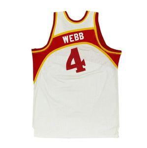 Dikişli Basketbol Forması Spud Webb 1986-87 Beyaz Mesh Hardwoods Classics Retro Formalar Erkek Kadın Gençlik S-6XL