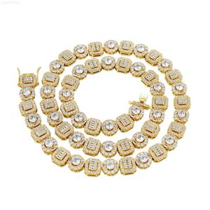 Gioielli per collana da tennis hip-hop Gioielli placcati in oro 18 carati Catena da tennis a grappolo di diamanti ghiacciati