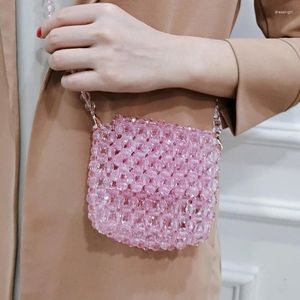 Wieczorowe torby spersonalizowane ręcznie robione koralikowe różowe słodkie przezroczyste mody wszechstronne crossbody for woman letnie mobilne torba