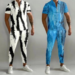 مسارات الرجال 2024 Polo Tracksuit 3D طباعة السراويل القصيرة الأكمام الترفيه