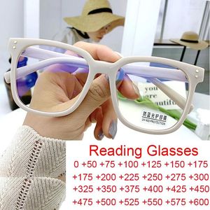 Sunglasses Simplicity White Square Reading Glasses Women Men Brand Design Rice Nail Computer Eyewear Anti Blue Light Magnifying