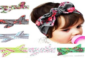 New Europe Fashion Baby Head Bands Bunny Ear Knut Floral Mönster Spädbarn Bandband Barn Band Huvudkläder Barn Hårtillbehör A3344324