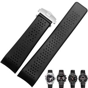 Faixa de relógio para tag heuer carrera borracha silicone à prova dwaterproof água das mulheres dos homens 22 24mm cinta acessórios pulseira belt197r