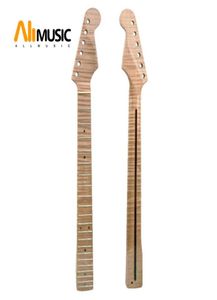 Manico per chitarra di ricambio per manico in acero tigrato a 21 tasti per chitarra elettrica ST Abalone Dots Giallo naturale lucido8524966