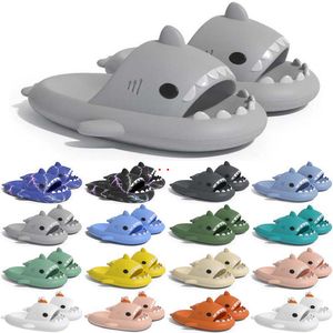 Frete Grátis Designer Shark Slides Sandália Chinelo Sliders para Homens Mulheres Sandálias Slide Pantoufle Mules Mens Chinelos Treinadores Flip Flops Sandles Color83