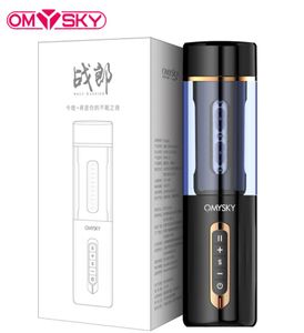 OMYSKY Male Masturbator For Man Automatic Thrust Vibrator bluetooth Interact With Phone Real Vagina Pussy Adult Sex Toys For Men Y7240572