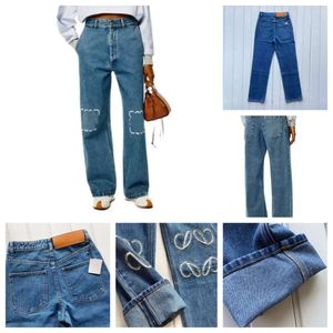 Designer purple Jeans Casual Hollow Lowewe Pants Lowe Embroidery Loewees Straight Loeewe Street Designer ksubi jeans Blue Arrived Barrel Denim jeans