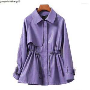 Damen Leder Frühling und Herbst Faux Mäntel Frauen Casual Langarm Jacke Mode Reißverschlüsse