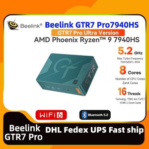 Beelink gtr7 pro ryzen9 7940hs jogos mini pc escritório casa designer gamer 32g 1tb ddr5 dp display desktop beelink gtr7pro 7940hs