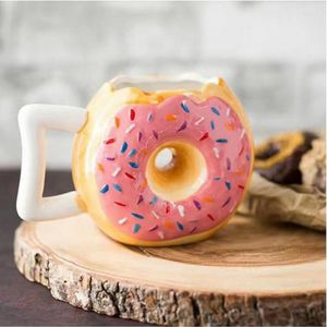 Mugs Creative Ceramic Cup Bread Donut Shape Mug Biscuit Milk Coffee Tea With Handle Handmade Glass Office Home Desktop Decor282z