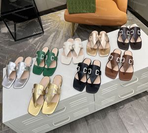 Blondie Thong Sandals Designer Women Lusury G platforma pantofla Top Quality Flats skórzane letnie plażowe shos