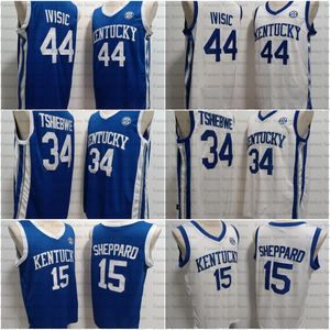 Zvonimir IVisic 44 Kentucky College Basketball Jersey 34 Oscar Tshiebwe Reed Sheppard Royal White Blue Stitched Mens Jersey