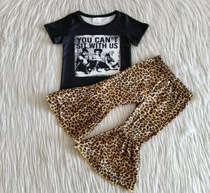 New design children clothing baby girls designer clothes boutique fall outfits milk silk Leopard print bell bottom outfits cute gi5399053