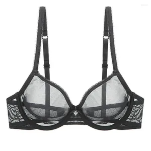 BHs Sets YANDW Schwarz BH Höschen Verkauf Getrennt Transparent Mesh Durchsichtig Stretch Frauen Sexy Dessous Hohl Große Plus Größe BH Set