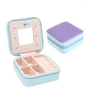 Коробка дисплея кожи мешков М2ЭА ювелирных изделий с портативной машинкой зеркала легкой для того чтобы снести