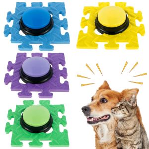 Giocattoli 4 pezzi Pulsante parlante per cani Pulsanti di addestramento registrabili per cani Cicalino per cani parlante con pad antiscivolo Registrazione vocale di 30 secondi