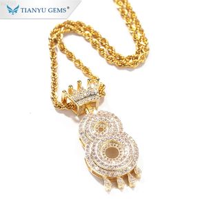 Ожерелье Tianyu Gems с муассанитом и бриллиантами по индивидуальному заказу, подвеска из чистого золота 14 карат 18 карат с буквой
