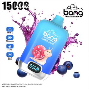 Original Bang Digital Box 12000 Puff Disposable Vape 0% 2% 3% 5% 20 ml POD 850mAh Batteris uppladdningsbar mesh -spolenhet Vape Pen 15000 15K Puff 12K