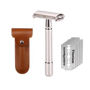 Classic Mens Shaver rostfritt stål Säkerhet Razor fällbara rakmaskin Professionella barberare Razor och Razor Blades 240228