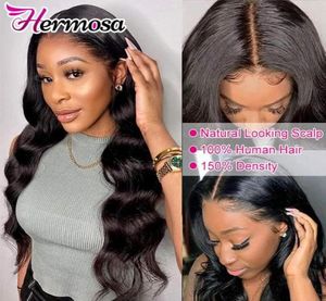 Lace Wigs Hermosa Body Wave Wig 4X4 Closure For Women Remy Brazilian Human Hair Preplucked With Baby70663031869014