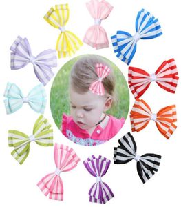 35quot Söt färgglad randtryck Small Bow Kids Baby Girls Hair Clips Hairpins Barrettes Hair Accessories Gifts5174395