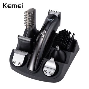 Trimmer 100240V Kemei 6 i 1 Electric Shaver Hair Clipper Hair Trimmer Titanium Beard Trimmer rakmaskin Kning Män nästrimmer