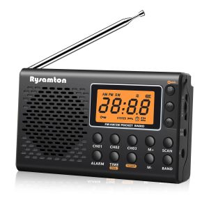 Rádio FM AM SW Rádio portátil Rádio de bolso AM FM Rádio recarregável de ondas curtas com baterias de alta sensibilidade, todas as ondas completas, gravador USB