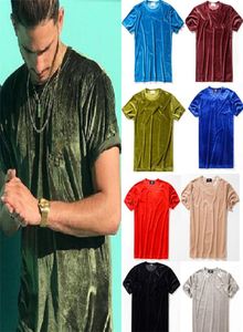 West men streetwear oversized veludo camiseta cor sólida moda verão manga curta t camisas hip hop swag veludo camisetas topos8999669