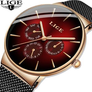 Lige nova moda masculina relógios topo marca de luxo relógio de quartzo masculino malha aço à prova dwaterproof água ultra-fino relógio de pulso para homem esporte 21279a