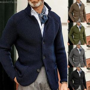 Men's Sweaters Sweater Outerwear Slim Fitting Suit Mock Neck Knitted Autumn And Winter Cardigan