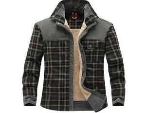 Men039S Casual Shirts Fashion Outdoor Vintage Sherpa fodrad långärmad knapp ner flanellplädskjorta jackor rockar för male6913154