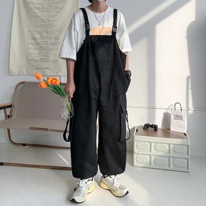 Männer Hosenträger Overall Baggy Hosen Sommer Overalls Japanische Träger Casual Taschen Unisex Übergroße Streetwear Männliche Y2K Kleidung 240228