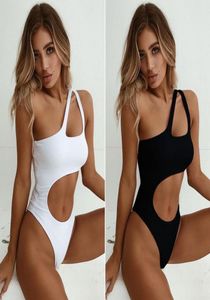 Badkläder kvinnor baddräkt 2018 ny sexig högskuren monokini ihålig ut biquini en axel strand baddräkt bodysuit kvinnlig strand w3646154