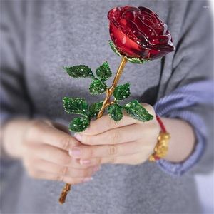 Dekorativa blommor stor storlek kristall rose för mors dag flickvän bröllop gynnar konstgjord blomma med presentförpackning romantisk hemprydnad