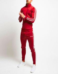 Men039s Trailtsits Sonbahar Sporları Düz ​​Renk Ekleme Uzun Kollu Beltili Pantolon Set Kırmızı Siyah Sıska Nefes Alabilir 5336307