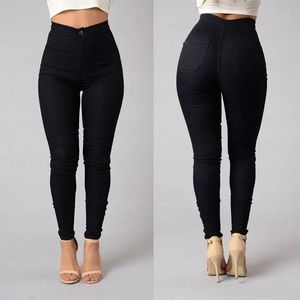 Kadınlar denim sıska jeggings pantolon yüksek bel streç kot ince kalem pantolon 240227