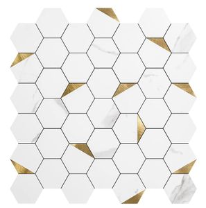 ART3D 10 Sheet 3D Wall Stickers Selfadhesive Hexagon Mosaic Peel and Stick Backsplash Tiles For Kitchen Badrum Bakgrundsbilder31x8454527