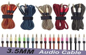 Cabos de áudio trança de nylon 1.5m 3.5mm jack carro aux cabo fone de ouvido código de extensão para telefones celulares mp3 alto-falante tablet1641511