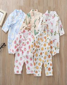 Born Kimono Tuta a maniche lunghe Baby Cute Cartoon Garza in cotone organico Pagliaccetti morbidi Vestiti per bambini Moda 20 2110253036813