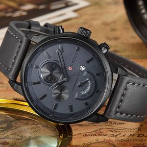 新しいRelogio Masculino Curren Quartz Men Top Brand Luxury Leather Mens Watchesファッションカジュアルスポーツ時計の男性腕時計T2266D